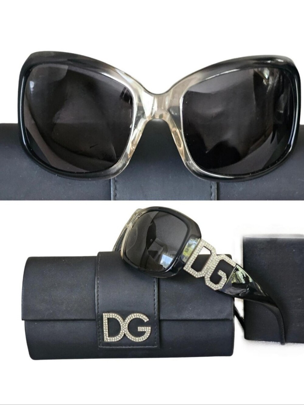 Dolce & Gabbana Black Rhinestone Sunglasses With Matching Clutch Bag